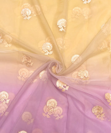 Tie Dye Floral Organza Embroidery Fabric